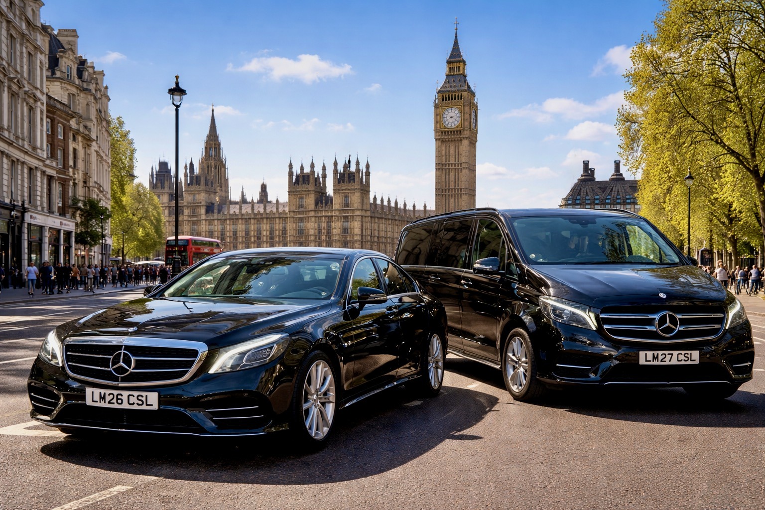 chauffeur driven S and V Class Mercedes