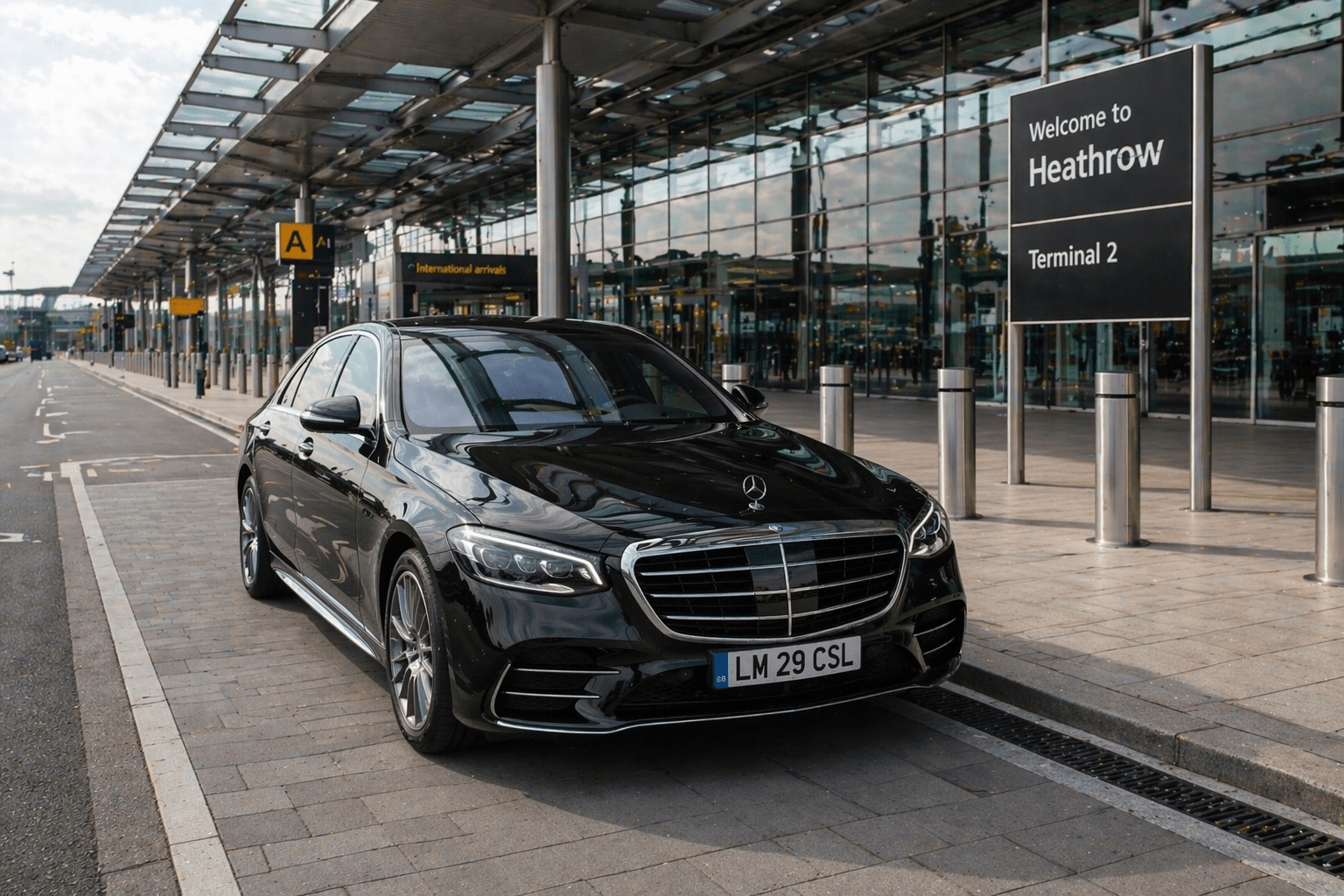 Mercedes chauffeur transfer from Heathrow to Portsmouth