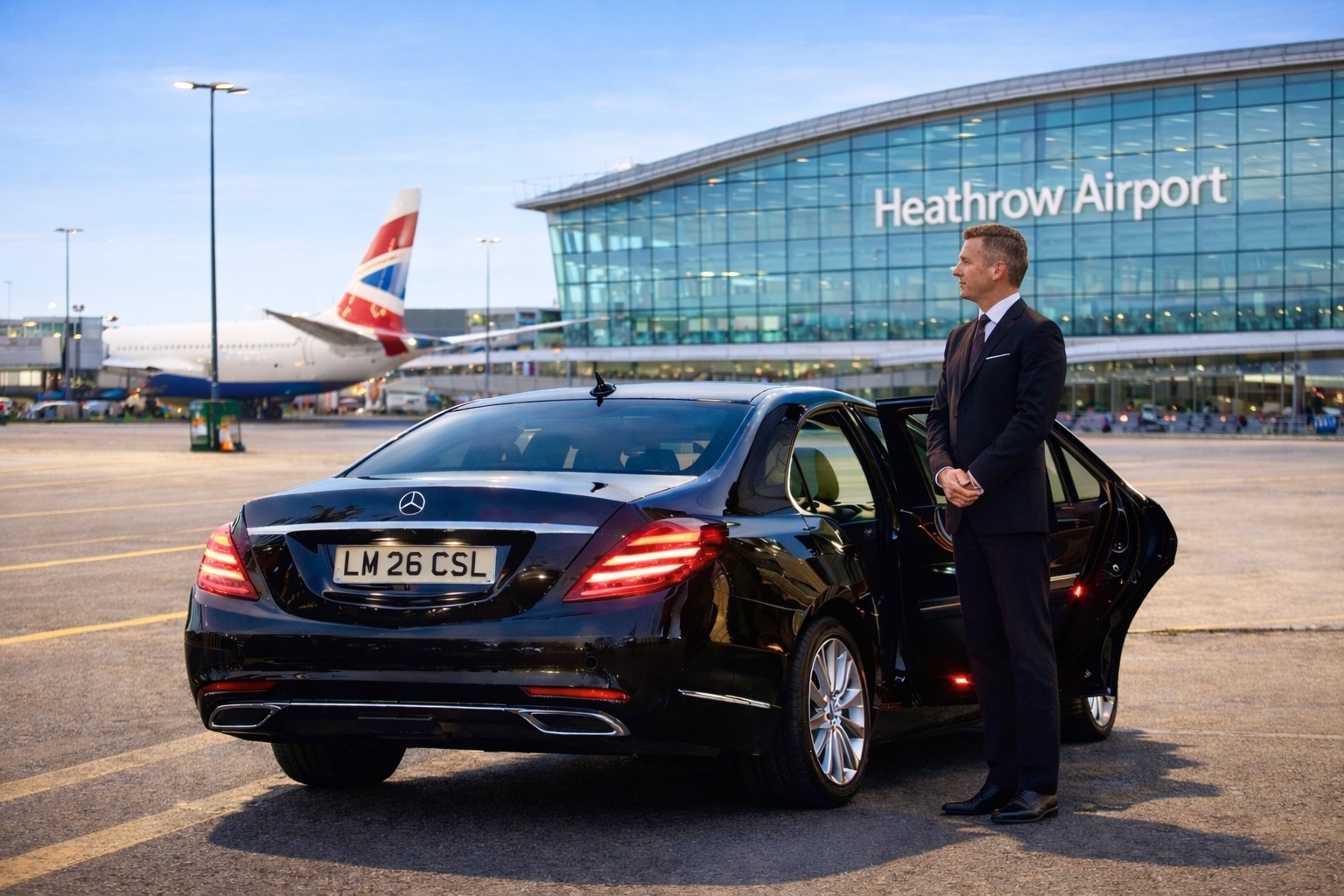 Heathrow to Dover Port chauffeur service Mercedes S-Class