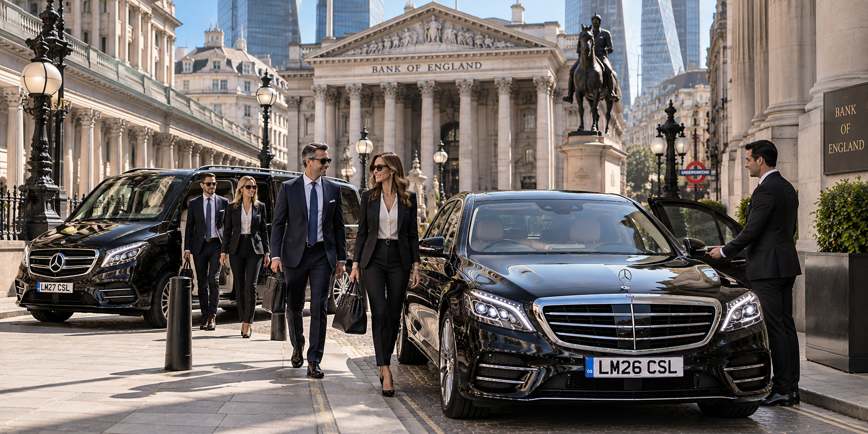 Bank of England - Private Jet Chauffeur London - Chauffeur Driven S Class Mercedes - Car Service London UK